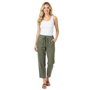 J.Crew Olive Pull On Linen Elastic Drawstring Waist Crowd Pants Size M